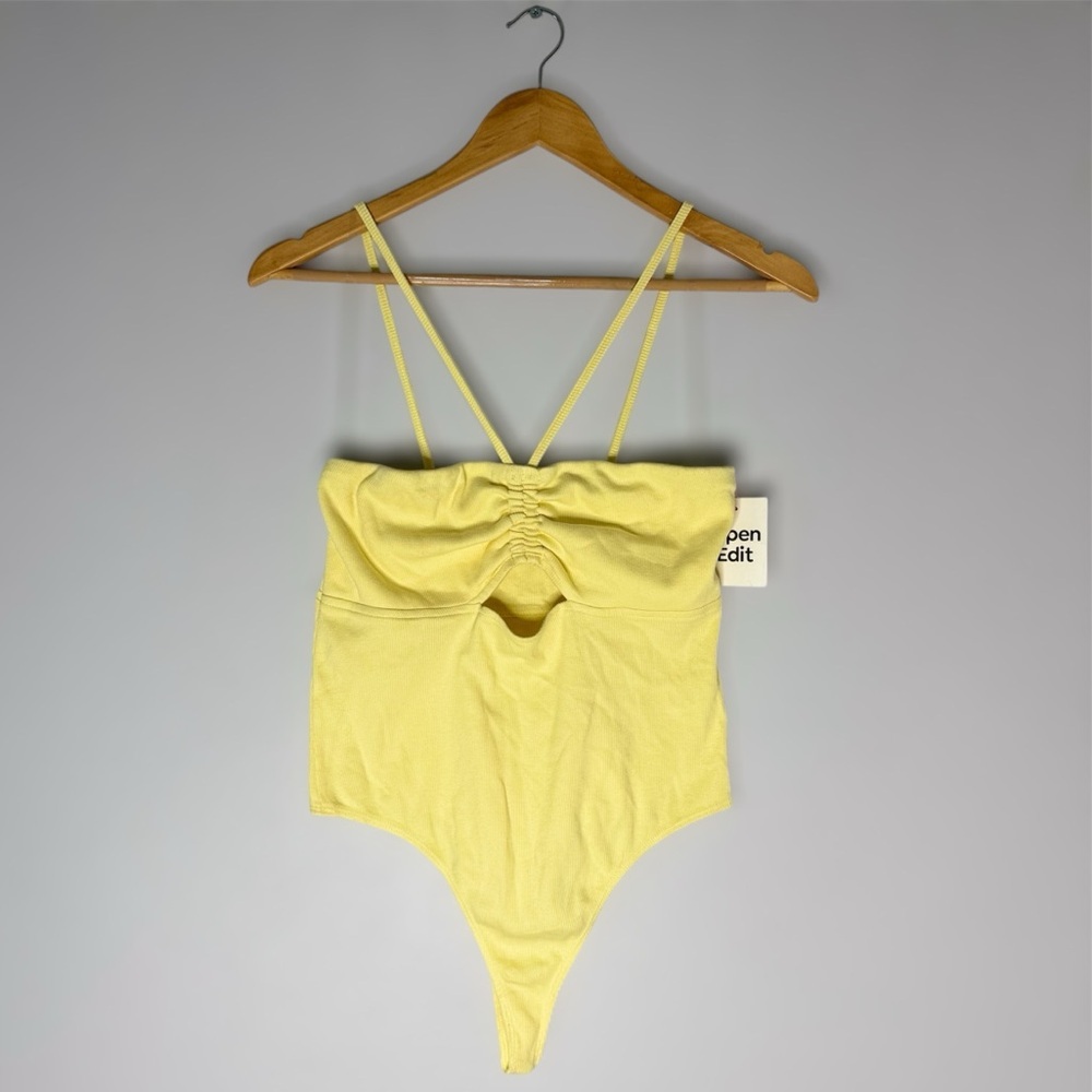 Open Edit Strappy Yellow Bodysuit Medium